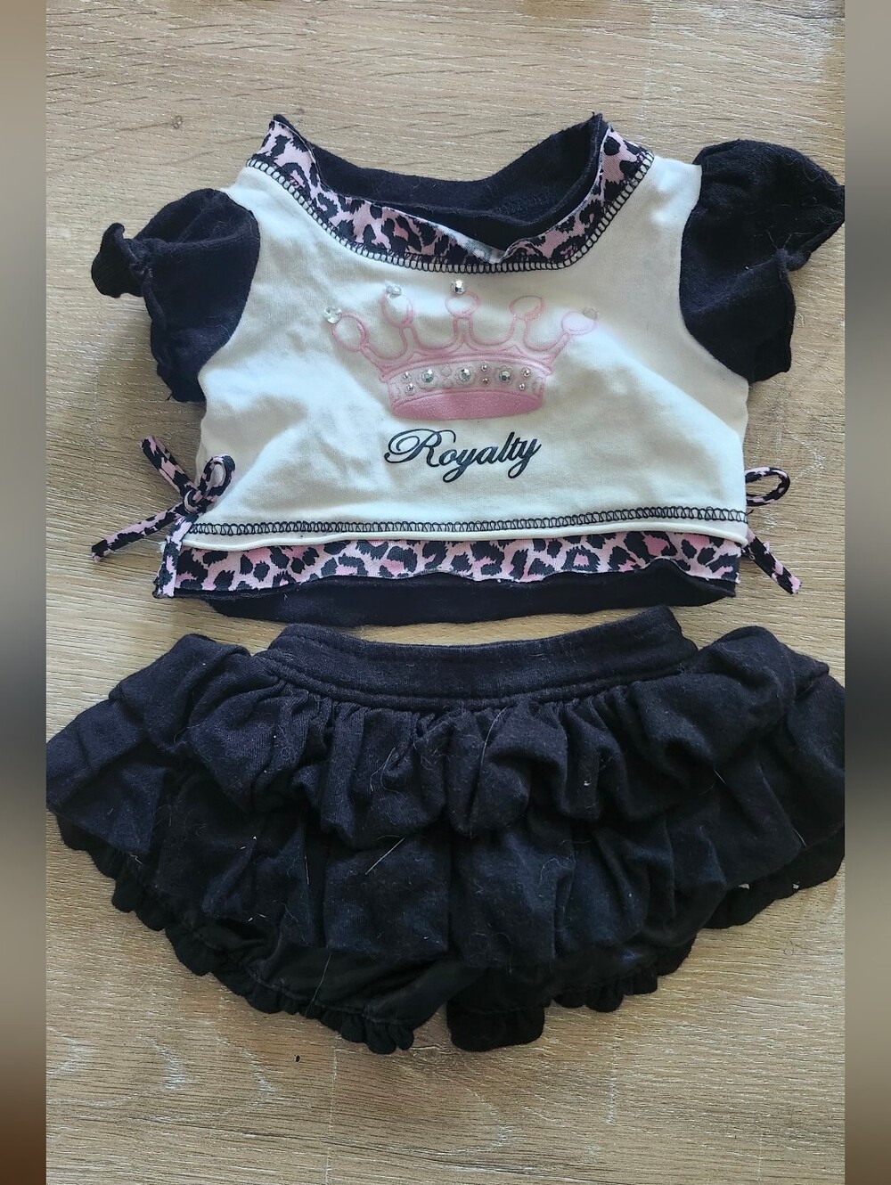 Build A Bear Workshop Black & White Royalty T Shirt And Ruffle Skirt Outfit